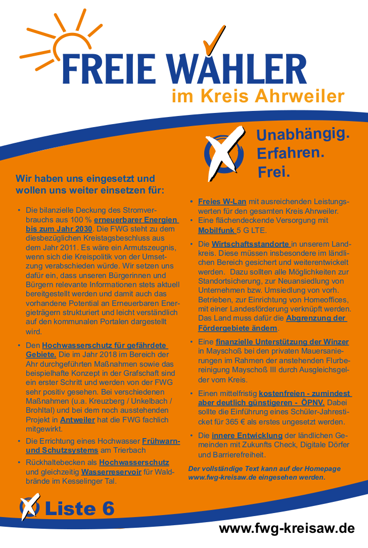Ziele Wahl 2019 Kreis Ahrweiler